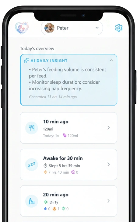 ParAI baby tracker app — AI-powered feeding, sleep, and milestone tracking