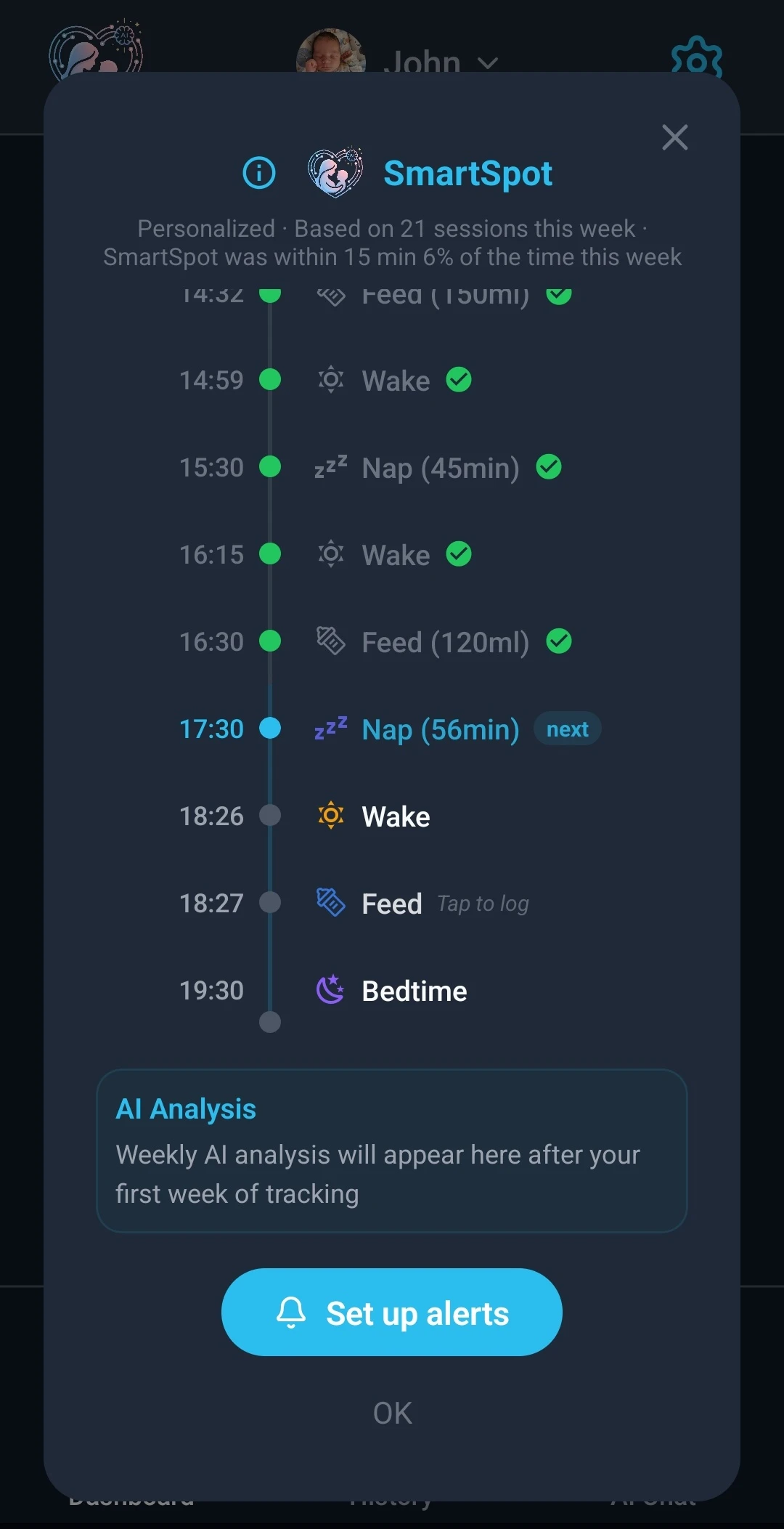 SmartSpot daily schedule and AI insights in ParAI app